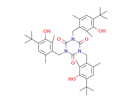 Molecular Structure of 40601-76-1 (1,3,5-Triazine-2,4,6(1H,3H,5H)-trione,1,3,5-tris[[4-(1,1-dimethylethyl)-3-hydroxy-2,6-dimethylphenyl]methyl]-)