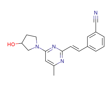 (E)-3-{2-[4-(3-hydroxy-pyrrolidin-1-yl)-6-methyl-pyrimidin-2-yl]-vinyl}-benzonitrile