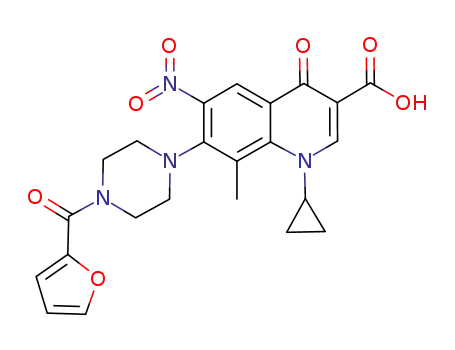 1-cyclopropyl-1,4-dihydro-7-(4-(2-furoyl)piperazin-1-yl)-8-methyl-6-nitro-4-oxoquinoline-3-carboxylic acid