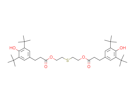 41484-35-9,3,5-Bis(1,1-dimethylethyl)-4-hydroxybenzenepropanoic acid thiodi-2,1-ethanediyl ester,Benzenepropanoicacid, 3,5-bis(1,1-dimethylethyl)-4-hydroxy-, thiodi-2,1-ethanediyl ester (9CI);2,2'-Thiodiethylene bis[3-(3,5-di-tert-butyl-4-hydroxyhydrocinnamate];2,2'-Thiodiethylene bis[3-(3,5-di-tert-butyl-4-hydroxyphenyl)propionate];Bis[(3,5-di-tert-butyl-4-hydroxyphenyl)propionyl-2-oxyethyl] sulfide;Bis[2-[3-(3,5-di-tert-butyl-4-hydroxyphenyl)propionyloxy]ethyl] sulfide;Fenozan 30;IR 1035;Irganox 1035;Irganox L 1035;Naugard EL 50;Thiodi(2,1-ethanediyl)bis[3-(3,5-di-tert-butyl-4-hydroxyphenyl)propionate];Thiodiethylenebis(3,5-di-tert-butyl-4-hydroxyhydrocinnamate);Thiodiethylene glycol bis[3-(3,5-di-tert-butyl-4-hydroxyphenyl)propionate];