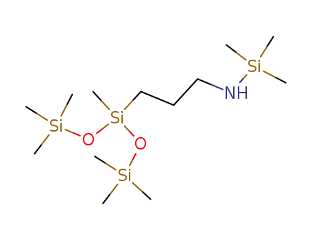 Molecular Structure of 63672-10-6 (Silanamine,
1,1,1-trimethyl-N-[3-[1,3,3,3-tetramethyl-1-[(trimethylsilyl)oxy]disiloxanyl]
propyl]-)