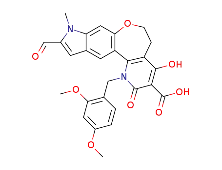 1-(2,4-dimethoxvbenzvl)-10-formyl-4-hydroxy-9-methyl-2-oxo-2,5,6,9-tetrahydro-1H-pyrido[2',3':4,5]oxepino[3,2-f]indole-3-carboxylic acid