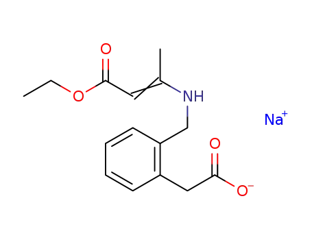 Molecular Structure of 52786-77-3 (Benzeneacetic acid,
2-[[(3-ethoxy-1-methyl-3-oxo-1-propenyl)amino]methyl]-, monosodium
salt)