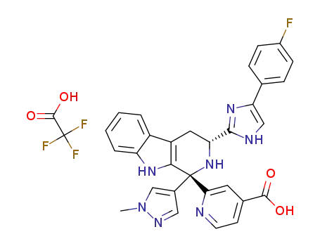 2-((1R,3R)-3-(4-(4-fluorophenyl)-1H-imidazol-2-yl)-1-(1-methyl-1H-pyrazol-4-yl)-2,3,4,9-tetrahydro-1H-pyrido[3,4-b]indol-1-yl)isonicotinic acid trifluoroacetate