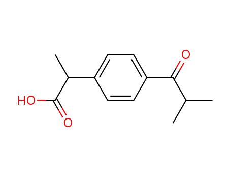 Molecular Structure of 65813-55-0 ((2RS)-2-(4-ISOBUTYRYLPHENYL)PROPANOIC ACID)