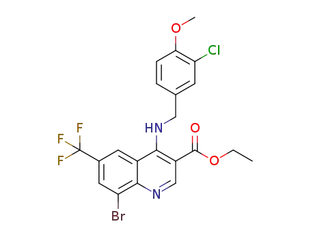 ethyl 8-bromo-4-[(3-chloro-4-methoxybenzyl)amino]-6-(trifluoromethyl)quinoline-3-carboxylate