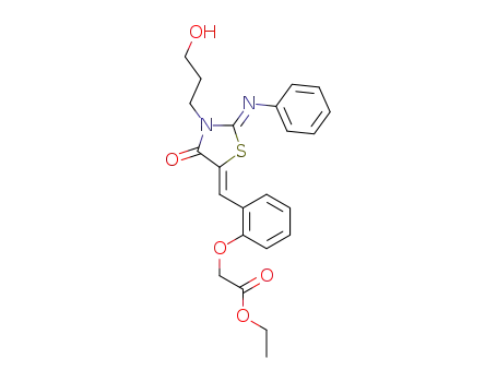 ethyl 2-(2-((Z)-((Z)-3-(3-hydroxypropyl)-4-oxo-2-(phenylimino)thiazolidin-5-ylidene)methyl)phenoxy)acetate