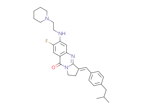 (E)-3-(4-isobutylbenzylidene)-7-fluoro-6-((2-(piperidin-1-yl)-ethyl)amino)-2,3-dihydropyrrolo[2,1-b]quinazolin-9(1H)-one