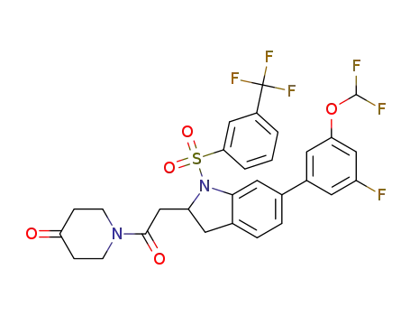 1-(2-(6-(3-(difluoromethoxy)-5-fluorophenyl)-1-((3-(trifluoromethyl)phenyl)sulfonyl)indolin-2-yl)acetyl)piperidin-4-one