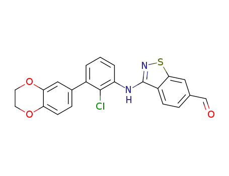 3-((2-chloro-3-(2,3-dihydrobenzo[b][1,4]dioxin-6-yl)phenyl)amino)benzo[d]isothiazole-6-carbaldehyde