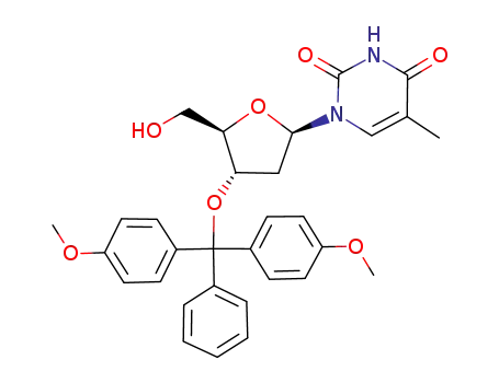 Molecular Structure of 76054-81-4 (3'-O-(4,4'-DIMETHOXYTRITYL)-THYMIDINE)