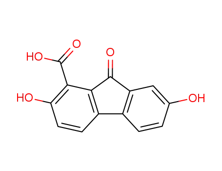Molecular Structure of 89450-82-8 (9H-Fluorene-1-carboxylic acid, 2,7-dihydroxy-9-oxo-)