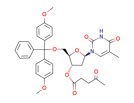 Molecular Structure of 93134-37-3 (Thymidine, 5'-O-[bis(4-methoxyphenyl)phenylmethyl]-,
3'-(4-oxopentanoate))