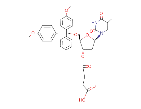 Molecular Structure of 74405-40-6 (5'-O-(4,4'-Dimethoxytrityl)-thymidine-3'-O-succinic acid)