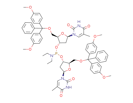 Diethyl-phosphoramidous acid bis-[(2R,3S,5R)-2-[bis-(4-methoxy-phenyl)-phenyl-methoxymethyl]-5-(5-methyl-2,4-dioxo-3,4-dihydro-2H-pyrimidin-1-yl)-tetrahydro-furan-3-yl] ester