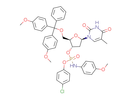 (4-Methoxy-phenyl)-phosphoramidic acid (2R,3S,5R)-2-[bis-(4-methoxy-phenyl)-phenyl-methoxymethyl]-5-(5-methyl-2,4-dioxo-3,4-dihydro-2H-pyrimidin-1-yl)-tetrahydro-furan-3-yl ester 4-chloro-phenyl ester