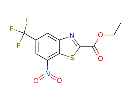 Molecular Structure of 40160-42-7 (ethyl-7-nitro-5-(trifluoroMethyl)-2-benzothiazole carboxylate)
