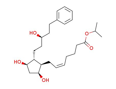 130209-82-4,Latanoprost,Lata prostaglandin;Latanoprost [USAN:BAN:INN];XA 41;Xalatan (TN);5-Heptenoic acid, 7-(3,5-dihydroxy-2-(3-hydroxy-5-phenylpentyl)cyclopentyl)-, 1-methylethyl ester, (1R-(1-alpha(Z),2-beta(R*),3-alpha,5-alpha))-;Xalatan;PhXA 41;Isopropyl (Z)-7-((1R,2R,3R,5S)-3,5-dihydroxy-2-((3R)-3-hydroxy-5-phenylpentyl)cyclopentyl)-5-heptenoate;Latanoprost (JAN/USAN);
