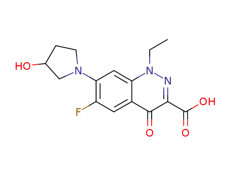 Molecular Structure of 114610-07-0 (3-Cinnolinecarboxylic acid,
1-ethyl-6-fluoro-1,4-dihydro-7-(3-hydroxy-1-pyrrolidinyl)-4-oxo-)