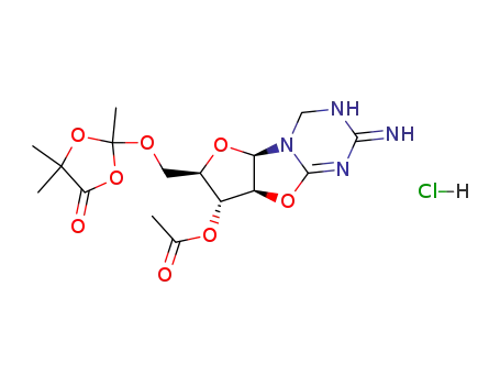 5'-O-(2,5,5-trimethyl-1,3-dioxolan-4-on-2-yl)-3'-O-acetyl-3'-deoxy-5,6-dihydro-2,2'-anhydro-1-β-D-arabinofuranosyl-5-azacytosine hydrochloride