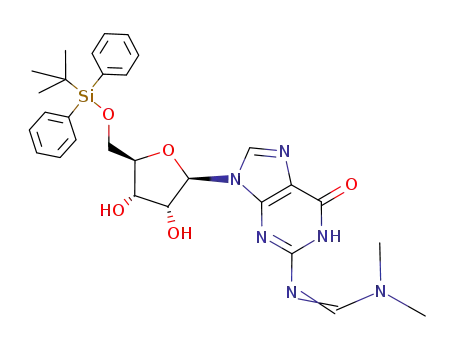 Molecular Structure of 160905-87-3 (Guanosine,
N-[(dimethylamino)methylene]-5'-O-[(1,1-dimethylethyl)diphenylsilyl]-)