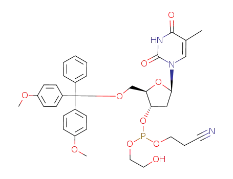 Phosphorous acid (2R,3S,5R)-2-[bis-(4-methoxy-phenyl)-phenyl-methoxymethyl]-5-(5-methyl-2,4-dioxo-3,4-dihydro-2H-pyrimidin-1-yl)-tetrahydro-furan-3-yl ester 2-cyano-ethyl ester 2-hydroxy-ethyl ester