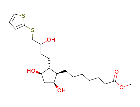 7-{(1R,2R,3R,5S)-3,5-Dihydroxy-2-[3-hydroxy-4-(thiophen-2-ylsulfanyl)-butyl]-cyclopentyl}-heptanoic acid methyl ester