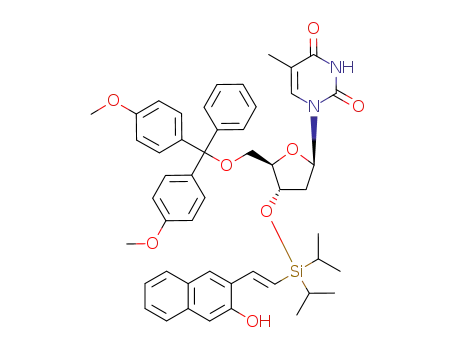 1-((2R,4S,5R)-5-[Bis-(4-methoxy-phenyl)-phenyl-methoxymethyl]-4-{[(E)-2-(3-hydroxy-naphthalen-2-yl)-vinyl]-diisopropyl-silanyloxy}-tetrahydro-furan-2-yl)-5-methyl-1H-pyrimidine-2,4-dione