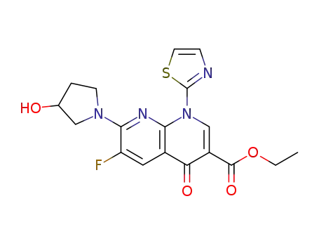 ethyl 6-fluoro-1,4-dihydro-7-(3-hydroxy-1-pyrrolidinyl)-4-oxo-1-(2-thiazolyl)-1,8-naphthyridine-3-carboxylate