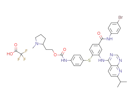 {4-[4-(4-bromo-phenylcarbamoyl)-2-(7-isopropyl-pyrido[2,3-d]pyrimidin-4-ylamino)-phenylsulfanyl]-phenyl}-carbamic acid 2-(1-methyl-pyrrolidin-2-yl)-ethyl ester trifluoroacetate
