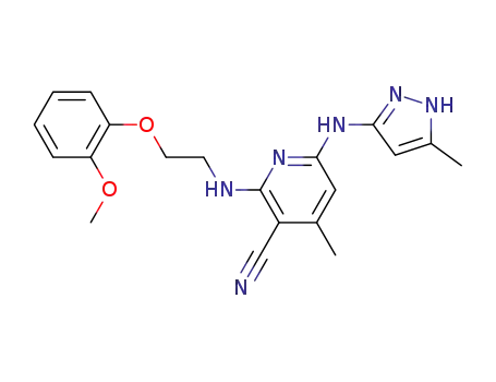 2-(2-(2-methoxyphenoxy)ethylamino)-6-(5-methyl-1H-pyrazol-3-ylamino)-4-methylnicotinonitrile