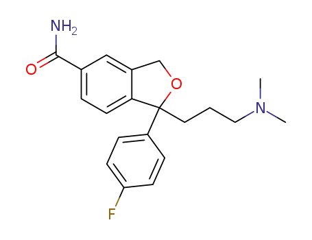 Molecular Structure of 64372-56-1 (Citalopram Related Compound A (25 mg) (1-(3-(dimethylamino)propyl)-1-(4'-fluorophenyl)-1,3-dihydroisobenzofuran-5-carboxamide))