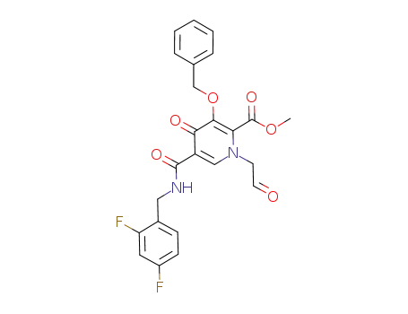 Molecular Structure of 1229006-25-0 (Methyl 5-[[[(2,4-difluorophenyl)methyl]amino]carbonyl]-1-(2-oxoethyl)-4-oxo-3-[(phenylmethyl)oxy]-1,4-dihydro-2-pyridinecarboxylate)