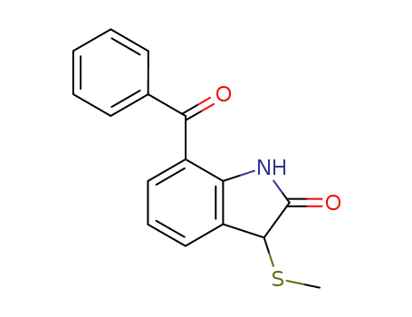 Molecular Structure of 61085-33-4 (2H-Indol-2-one, 7-benzoyl-1,3-dihydro-3-(methylthio)-)