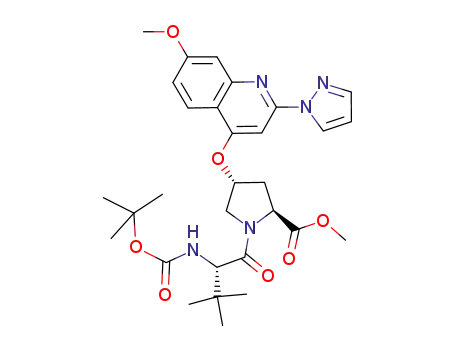 1-(2S-tert-butoxycarbonylamino-3,3-dimethylbutyryl)-4R-(7-methoxy-2-pyrazol-1-yl-quinolin-4-yloxy)-pyrrolidine-2S-carboxylic acid methyl ester
