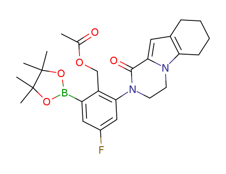 4-Fluoro-2-(1-oxo-3,4,6,7,8,9-hexahydro-pyrazino[1,2-a]indol-2(1H)-yl)-6-(4,4,5,5-tetramethyl-1,3,2-dioxaborolan-2-yl)benzyl acetate