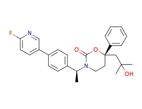 3-{(S)-1-[4-(6-fluoro-pyridin-3-yl)-phenyl]-ethyl}-(S)-6-(2-hydroxy-2-methyl-propyl)-6-phenyl-[1,3]oxazinan-2-one