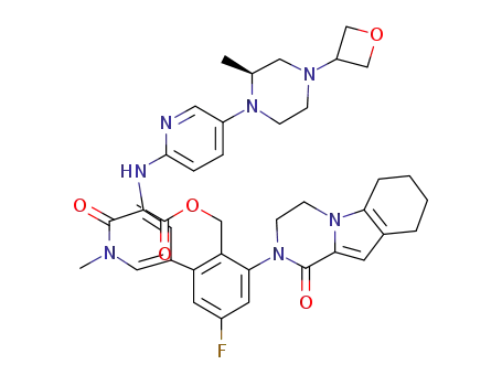 (S)-4-fluoro-2-(1-methyl-5-(5-(2-methyl-4-(oxetan-3-yl)piperazin-1-yl)pyridin-2-ylamino)-6-oxo-1,6-dihydropyridin-3-yl)-6-(1-oxo-3,4,6,7,8,9-hexahydropyrazino[1,2-a]indol-2(1H)-yl)benzyl acetate