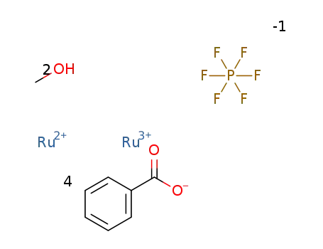 bis(methanol)-tetra-μ-benzoato(O,O')-diruthenium(II,III) hexafluorophosphate