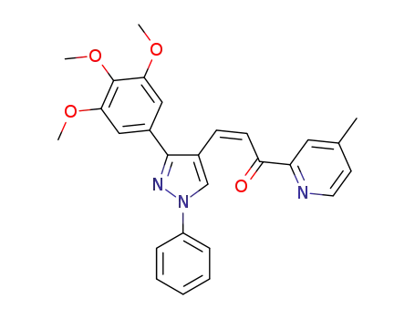 (Z)-1-(4-methylpyridin-2-yl)-3-(1-phenyl-3-(3,4,5-trimethoxyphenyl)-1H-pyrazol-4-yl)prop-2-en-1-one