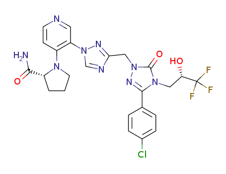 1-{3-[3-({3-(4-chlorophenyl)-5-oxo-4-[(2S)-3,3,3-trifluoro-2-hydroxypropyl]-4,5-dihydro-1H-1,2,4-triazol-1-yl}methyl)-1H-1,2,4-triazol-1-yl]pyridin-4-yl}-D-prolinamide