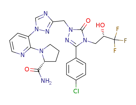 1-{3-[3-({3-(4-chlorophenyl)-5-oxo-4-[(2S)-3,3,3-trifluoro-2-hydroxypropyl]-4,5-dihydro-1H-1,2,4-triazol-1-yl}methyl)-1H-1,2,4-triazol-1-yl]pyridin-2-yl}-D-prolinamide