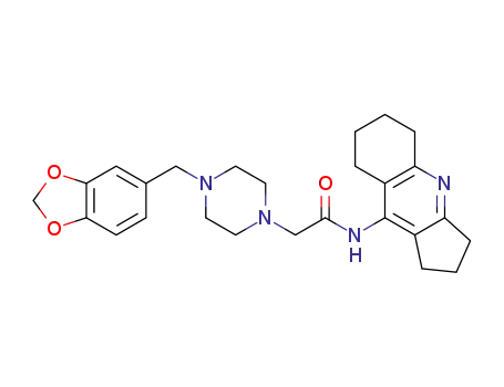 2-(4-benzo[1,3]dioxol-5-ylmethylpiperazin-1-yl)-N-(2,3,5,6,7,8-hexahydro-1H-cyclopenta[b]quinolin-9-yl)acetamide