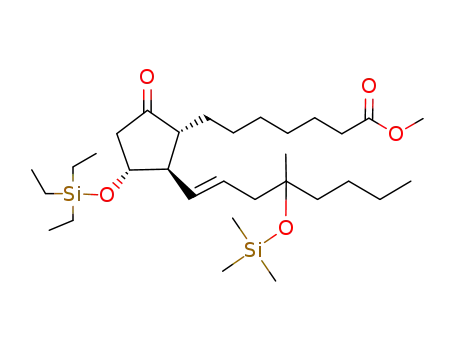 7-[(1R,2R,3R)-2-((E)-4-Methyl-4-trimethylsilanyloxy-oct-1-enyl)-5-oxo-3-triethylsilanyloxy-cyclopentyl]-heptanoic acid methyl ester