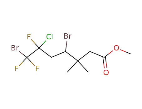 Molecular Structure of 89608-40-2 (Heptanoic acid, 4,7-dibromo-6-chloro-6,7,7-trifluoro-3,3-dimethyl-,
methyl ester)