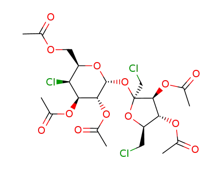 Molecular Structure of 55832-20-7 (a-D-Galactopyranoside,3,4-di-O-acetyl-1,6-dichloro-1,6-dideoxy-b-D-fructofuranosyl 4-chloro-4-deoxy-, 2,3,6-triacetate)