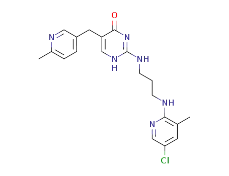 Molecular Structure of 92992-78-4 (4(1H)-Pyrimidinone,
2-[[3-[(5-chloro-3-methyl-2-pyridinyl)amino]propyl]amino]-5-[(6-methyl-3-
pyridinyl)methyl]-)