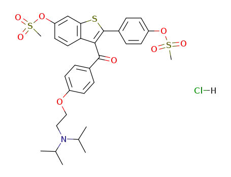 3-[4-(2-diisopropylaminoethoxy)benzoyl]-6-methanesulfonyloxy-2-(4-methanesulfonyloxyphenyl)benzo[b]thiophene, hydrochloride