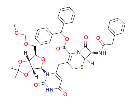 3-<(2',3'-Isopropylidene-5'-O-methoxymethyl)uridin-6-yl>methyl-8-oxo-7-<(phenylacetyl)amino>-5-thia-1-azabicyclo<4.2.0>oct-2-ene-2-carboxylic acid diphenylmethyl ester