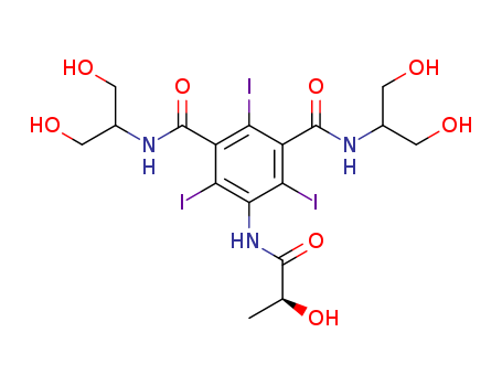60166-93-0,Iopamidol,1,3-Benzenedicarboxamide,N,N'-bis[2-hydroxy-1-(hydroxymethyl)ethyl]-5-[(2-hydroxy-1-oxopropyl)amino]-2,4,6-triiodo-,(S)-;1,3-Benzenedicarboxamide,N,N'-bis[2-hydroxy-1-(hydroxymethyl)ethyl]-5-[[(2S)-2-hydroxy-1-oxopropyl]amino]-2,4,6-triiodo-(9CI);Gastromiro;Iopamidol 300;Iopamiro;Iopamiro 370;Iopamiron 300;Iopamiron 370;Isovue;Isovue 300;Isovue 370;Jopamiron 200;Niopam;Niopam 300;Oypalomin;Oypalomin 150;Solutrast;Solutrast 370;